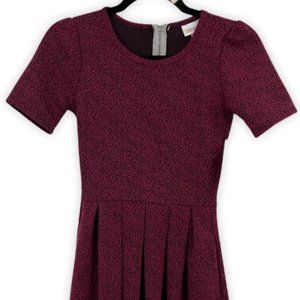 Dress Short Sleeve Pleated Knit Pockets Minimalist Red XXS NEW